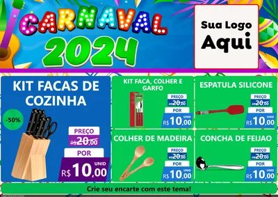 Modelo de Encarte para Encarte A4 Horizontal com o tema Carnaval 2027 para Utilidades Domésticas