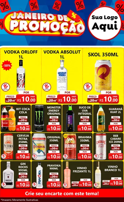 Modelo de Encarte para Encarte Grande com o tema Janeiro de Promoção para Distribuidora de bebidas