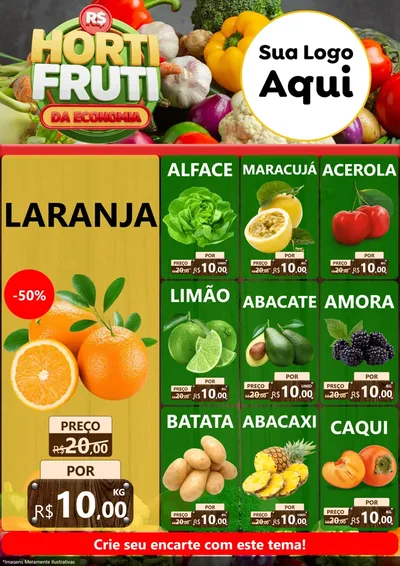 Modelo de Encarte para Encarte A4 Vertical com o tema Hortifrúti da Economia para Hortifrúti