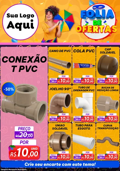 Modelo de Encarte para Encarte A4 Vertical com o tema Folia de Ofertas para Tubos e conexões