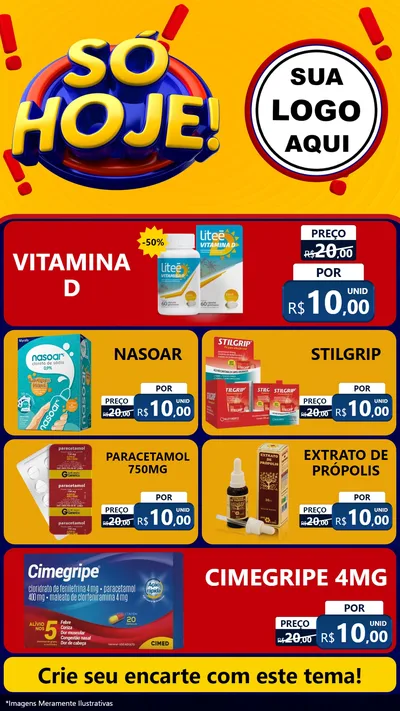 Modelo de TV para TV Vertical com o tema Só Hoje! para Farmácia