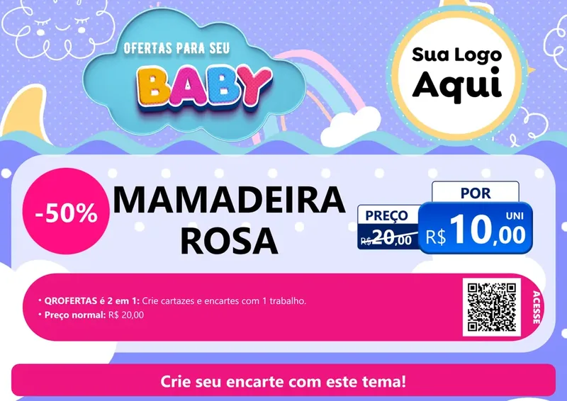 Modelo de Cartaz para Cartaz A4 Horizontal com o tema Ofertas Para Seu Bebê para Bebês