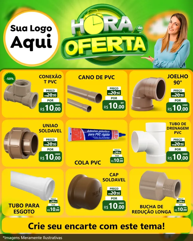 Modelo de Rede Social para Feed Instagram com o tema Hora da Oferta para Tubos e conexões