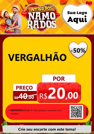 Modelo de Cartaz para Cartaz A4 Vertical com o tema Arraiá dos Namorados para Ferragens