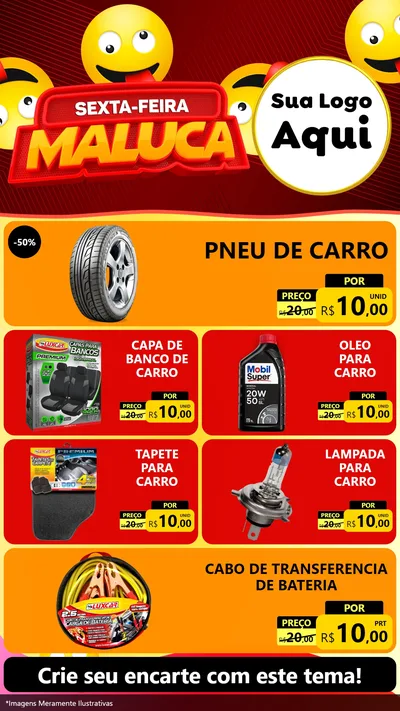 Modelo de TV para TV Vertical com o tema Sexta-feira Maluca para Auto peças