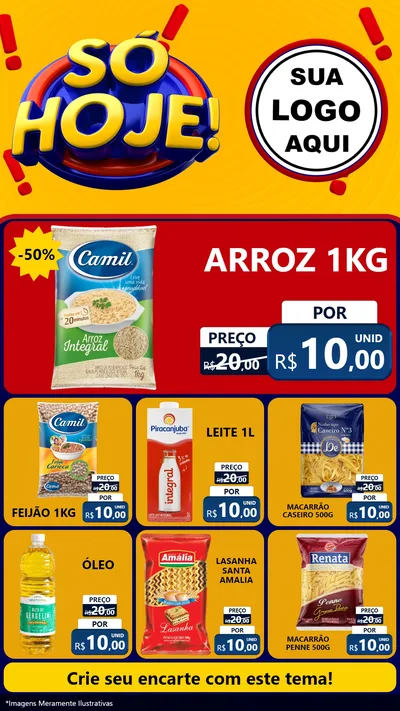 Modelo de Rede Social para Stories com o tema Só Hoje! para Supermercado