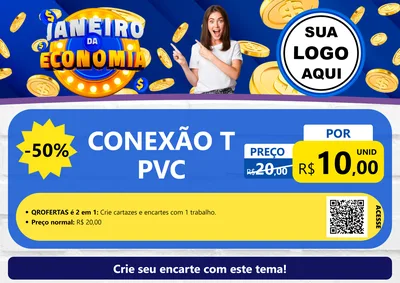 Modelo de Cartaz para Cartaz A4 Horizontal com o tema Janeiro da Economia para Tubos e conexões