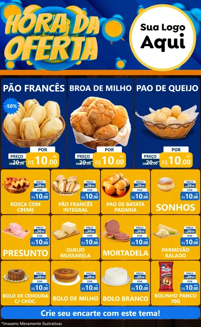 Modelo de Encarte para Encarte Grande com o tema Hora da Oferta para Padaria