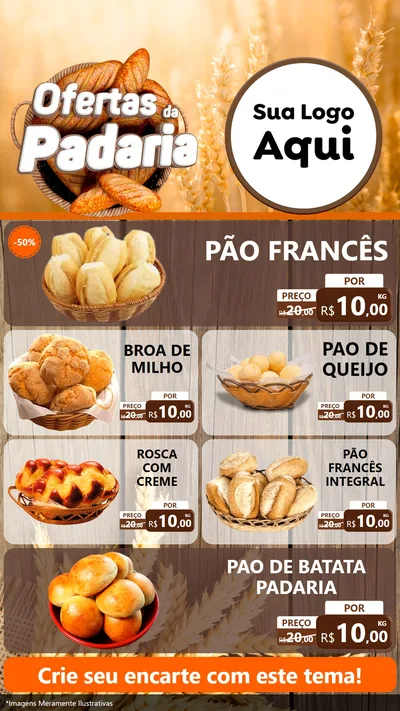 Modelo de TV para TV Vertical com o tema Ofertas da Padaria para Padaria