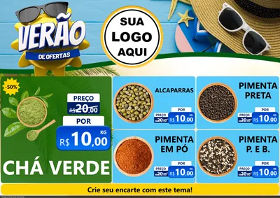 Modelo de Encarte para Encarte A4 Horizontal com o tema Verão de Ofertas para Produtos Naturais