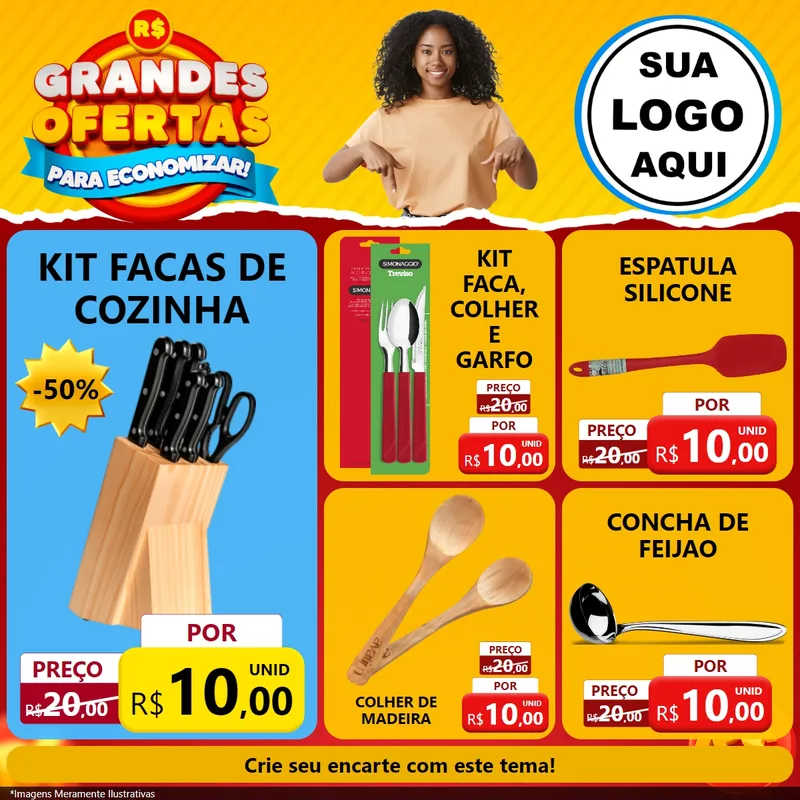 Modelo de Rede Social para Feed Facebook com o tema Grandes Ofertas Para Economizar! para Utilidades Domésticas