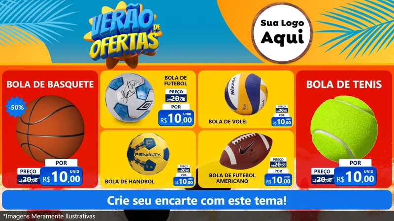 Modelo de TV para TV Horizontal com o tema Verão de Ofertas para Artigos Esportivos