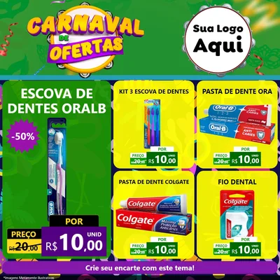 Modelo de Rede Social para Feed Facebook com o tema Carnaval de Ofertas para Higiene Pessoal