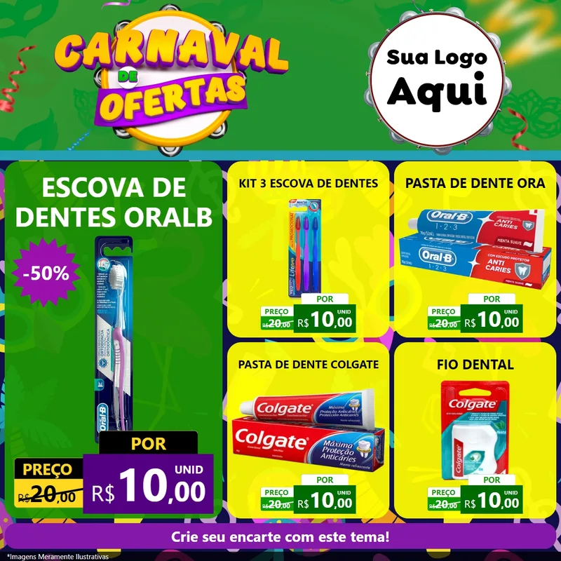 Modelo de Rede Social para Feed Facebook com o tema Carnaval de Ofertas para Higiene Pessoal