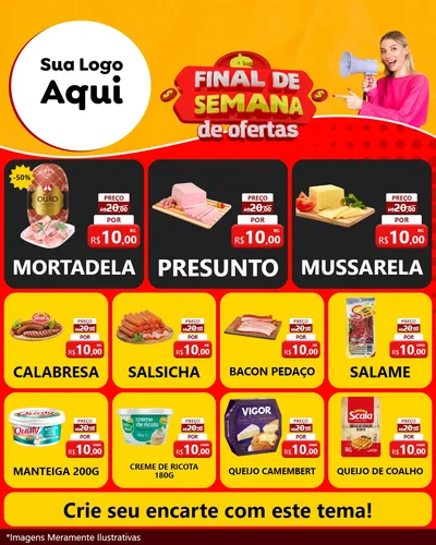 Modelo de Rede Social para Feed Instagram com o tema Final de Semana de Ofertas para Frios e Laticínios