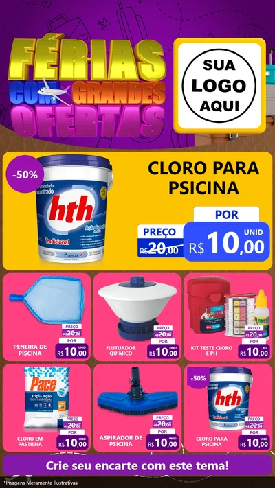 Modelo de Rede Social para Stories com o tema Férias com Grandes Ofertas para Produtos para Piscina
