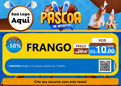 Modelo de Cartaz para Cartaz A4 Horizontal com o tema Páscoa de Ofertas para Assados