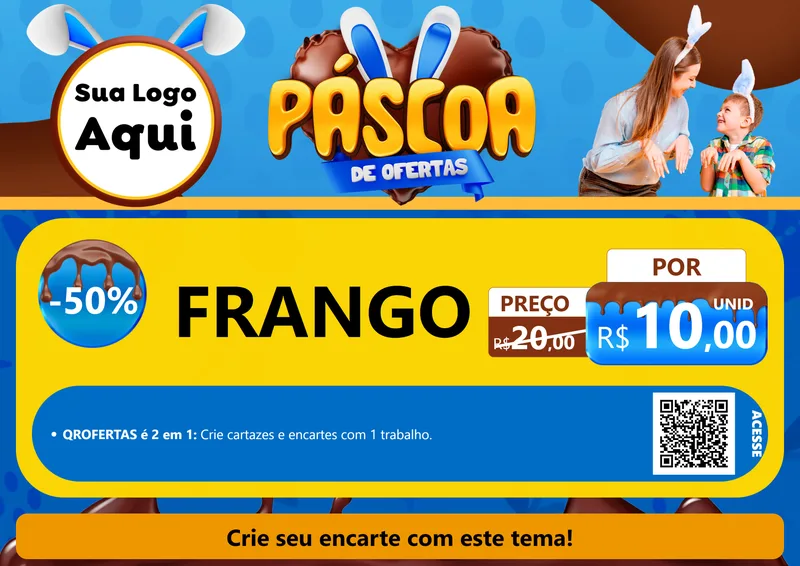 Modelo de Cartaz para Cartaz A4 Horizontal com o tema Páscoa de Ofertas para Assados
