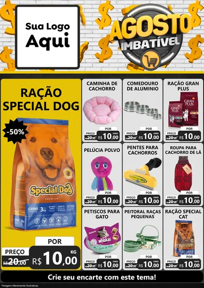 Modelo de Encarte para Encarte A4 Vertical com o tema Agosto imbatível para Pet Shop