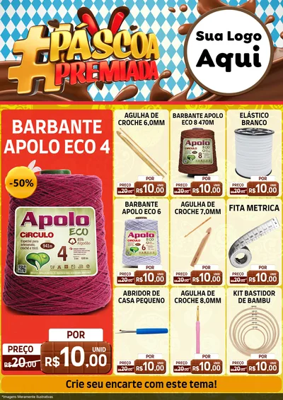 Modelo de Encarte para Encarte A4 Vertical com o tema Páscoa Premiada para Armarinho e Aviamentos