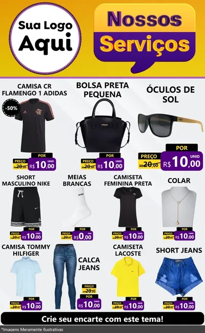 Modelo de Encarte para Encarte Grande com o tema Nossos Serviços para Roupas e acessórios