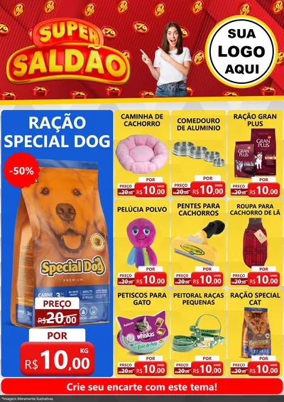 Modelo de Encarte para Encarte A4 Vertical com o tema Super Saldão para Pet Shop