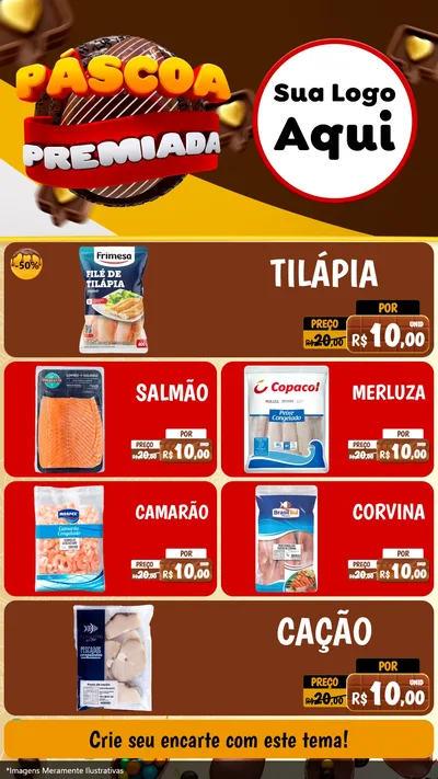 Modelo de TV para TV Vertical com o tema Páscoa Premiada para Peixaria