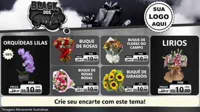 Modelo de TV para TV Horizontal com o tema Black dos Sonhos para Floricultura e jardim
