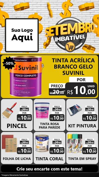 Modelo de Rede Social para Stories com o tema Setembro Imbatível para Tintas e Ferramentas