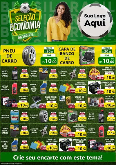 Modelo de Encarte para Encarte A4 Vertical com o tema Seleção de Economia - Copa para Auto peças