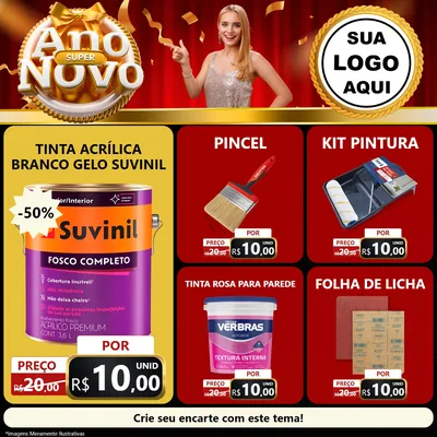 Modelo de Rede Social para Feed Facebook com o tema Super Ano Novo para Tintas e Ferramentas