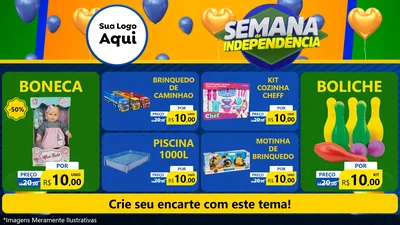 Modelo de TV para TV Horizontal com o tema Semana da Independência para Brinquedos