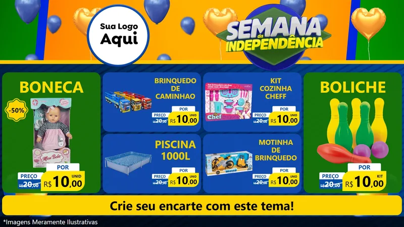 Modelo de TV para TV Horizontal com o tema Semana da Independência para Brinquedos