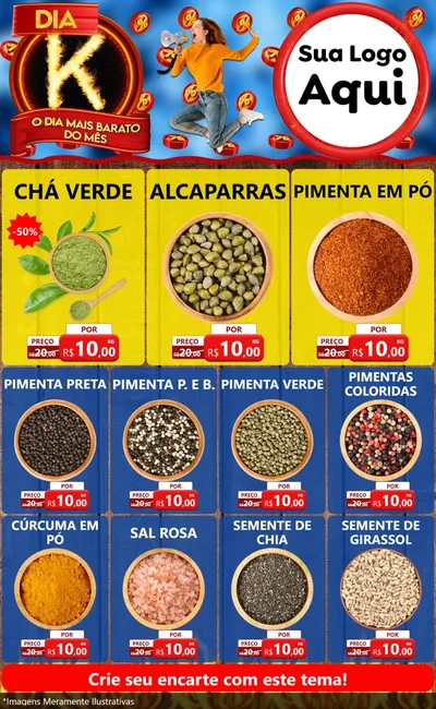 Modelo de Encarte para Encarte Grande com o tema Dia K - O Dia Mais Barato Do Mês para Produtos Naturais