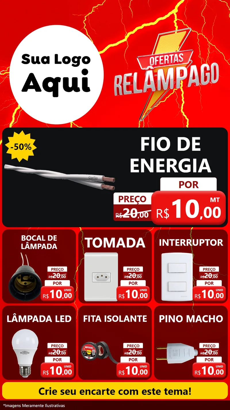 Modelo de Rede Social para Stories com o tema Ofertas Relâmpago para Materiais Elétricos