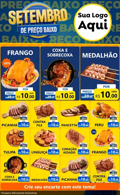 Modelo de Encarte para Encarte Grande com o tema Setembro De Preço Baixo para Assados