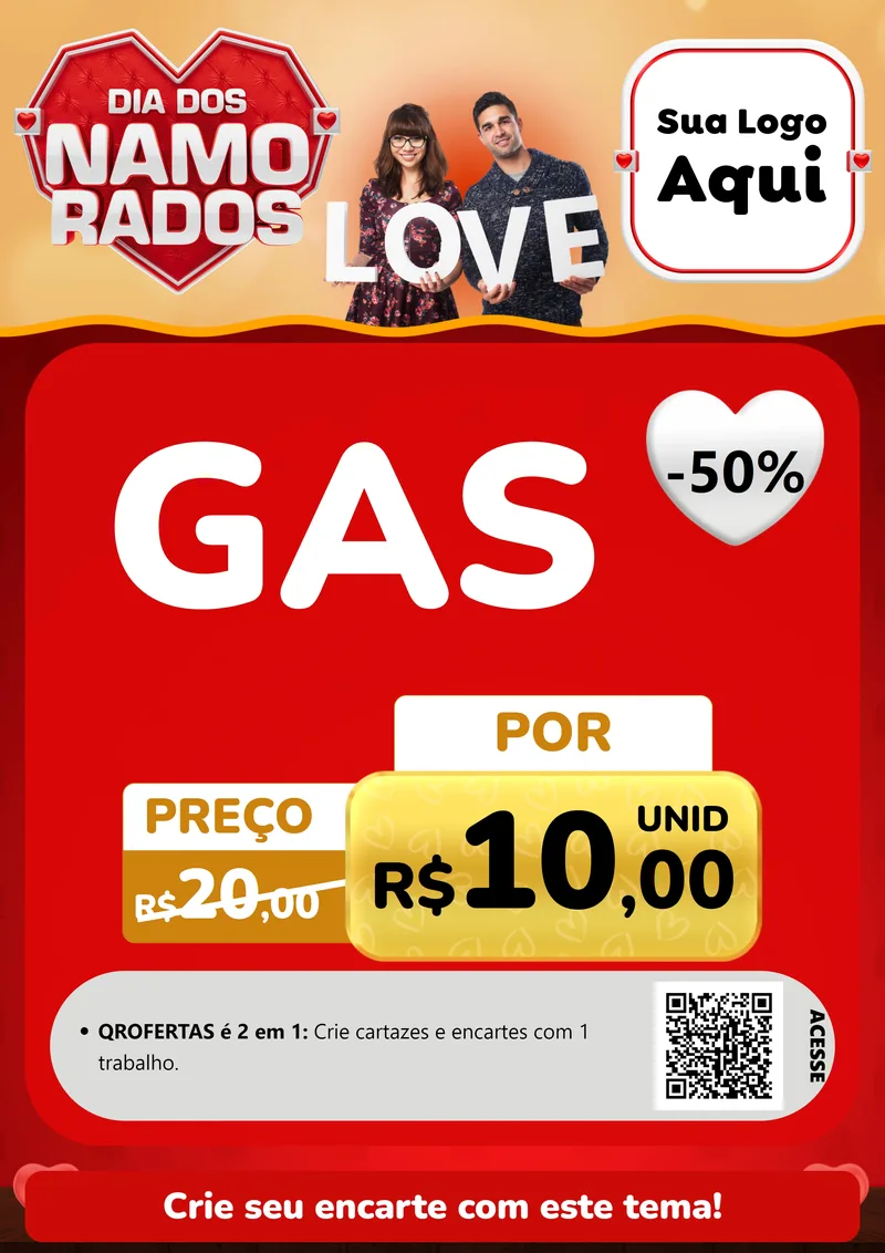 Modelo de Cartaz para Cartaz A4 Vertical com o tema Dia dos Namorados para Água e gás