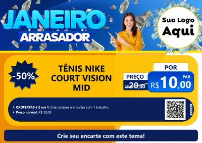 Modelo de Cartaz para Cartaz A4 Horizontal com o tema Janeiro Arrasador para Calçados