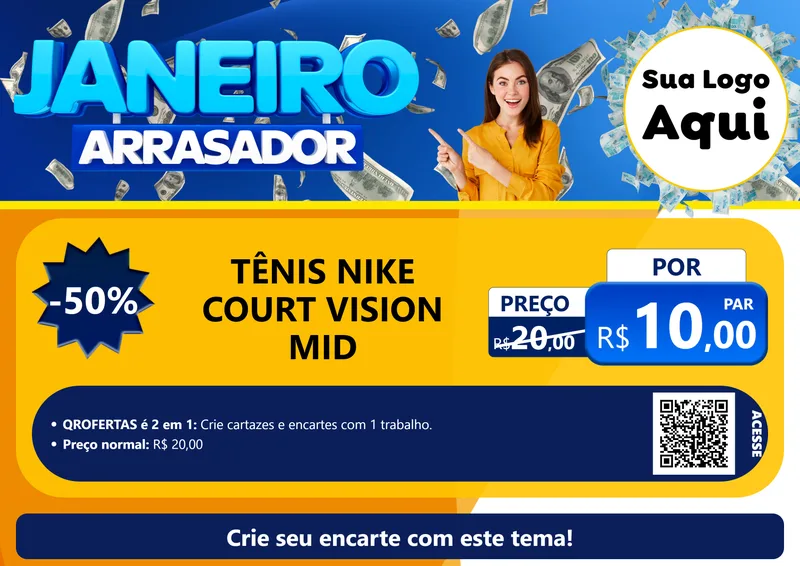Modelo de Cartaz para Cartaz A4 Horizontal com o tema Janeiro Arrasador para Calçados