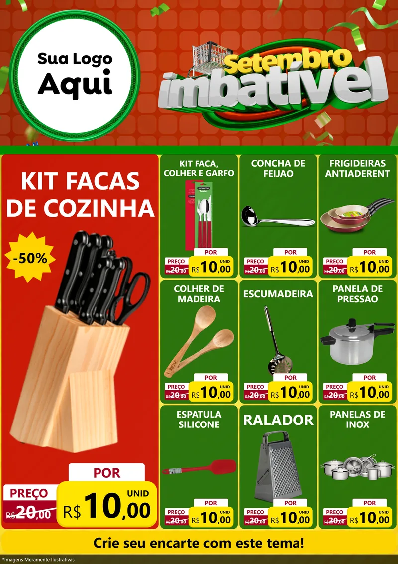 Modelo de Encarte para Encarte A4 Vertical com o tema Setembro Imbatível para Utilidades Domésticas