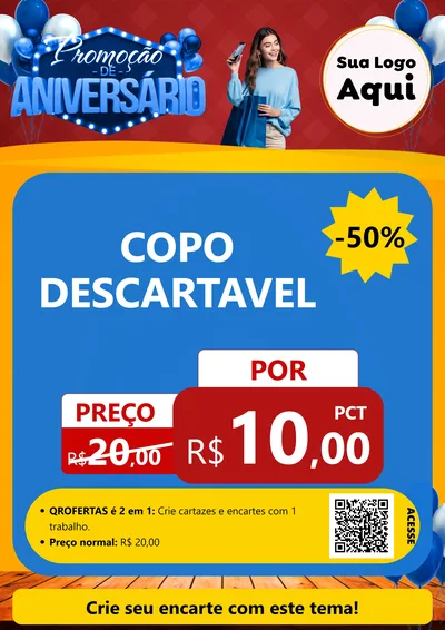 Modelo de Cartaz para Cartaz A4 Vertical com o tema Promoção de Aniversário para Embalagens