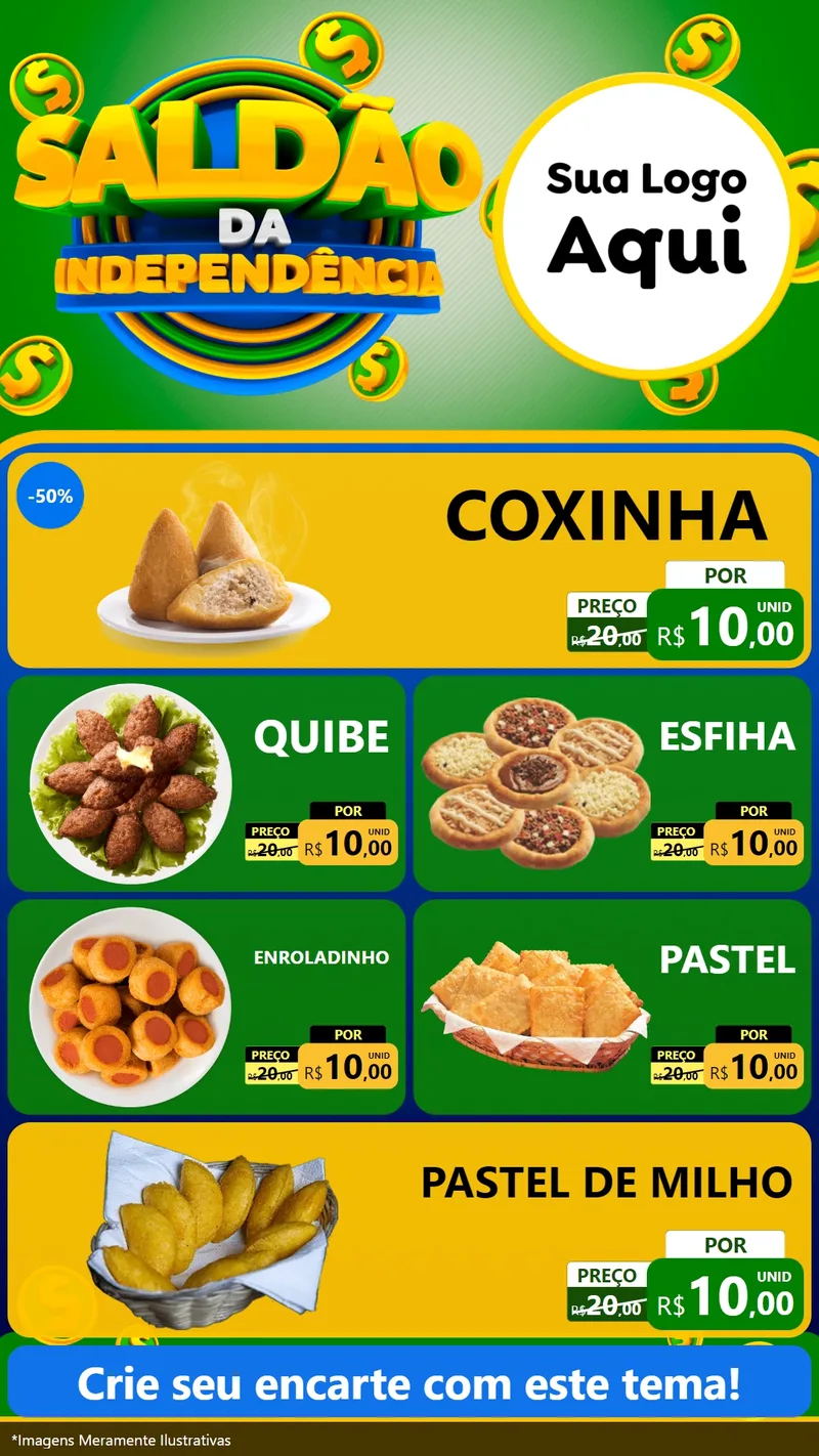 Modelo de TV para TV Vertical com o tema Saldão da Indepêndencia para Salgadaria
