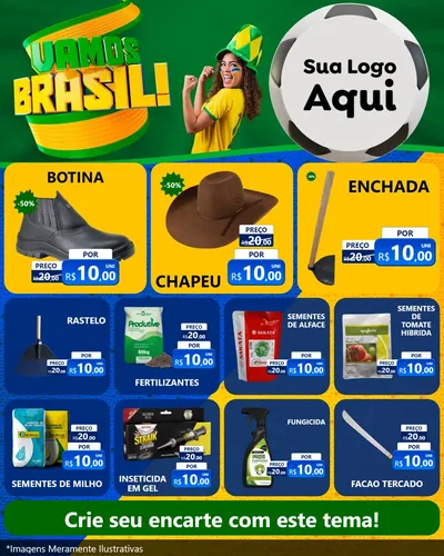 Modelo de Rede Social para Feed Instagram com o tema Vamos Brasil - Copa para Agropecuária