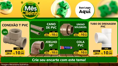 Modelo de TV para TV Horizontal com o tema Especial Mês do Cliente para Tubos e conexões