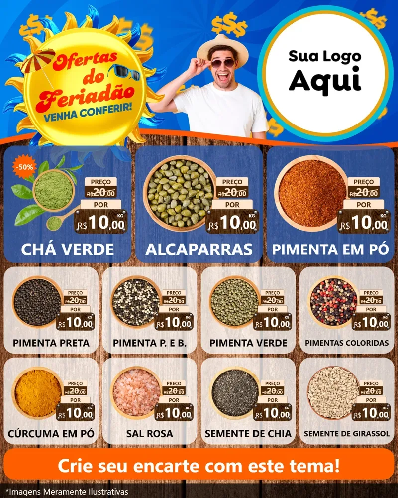 Modelo de Rede Social para Feed Instagram com o tema Ofertas do Feriadão para Produtos Naturais