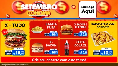 Modelo de TV para TV Horizontal com o tema Operação Setembro Com Muita Economia para Hamburgueria
