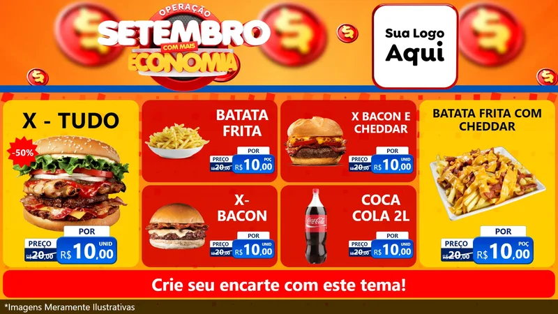 Modelo de TV para TV Horizontal com o tema Operação Setembro Com Muita Economia para Hamburgueria