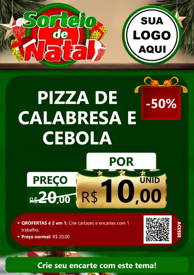 Modelo de Cartaz para Cartaz A4 Vertical com o tema Sorteio de Natal para Pizzaria