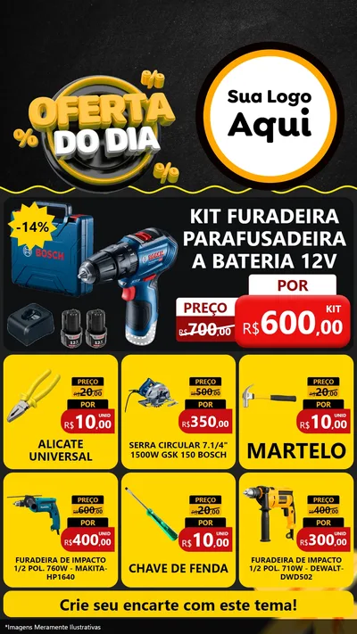 Modelo de Rede Social para Stories com o tema Oferta Do Dia para Maquinas e Ferramentas