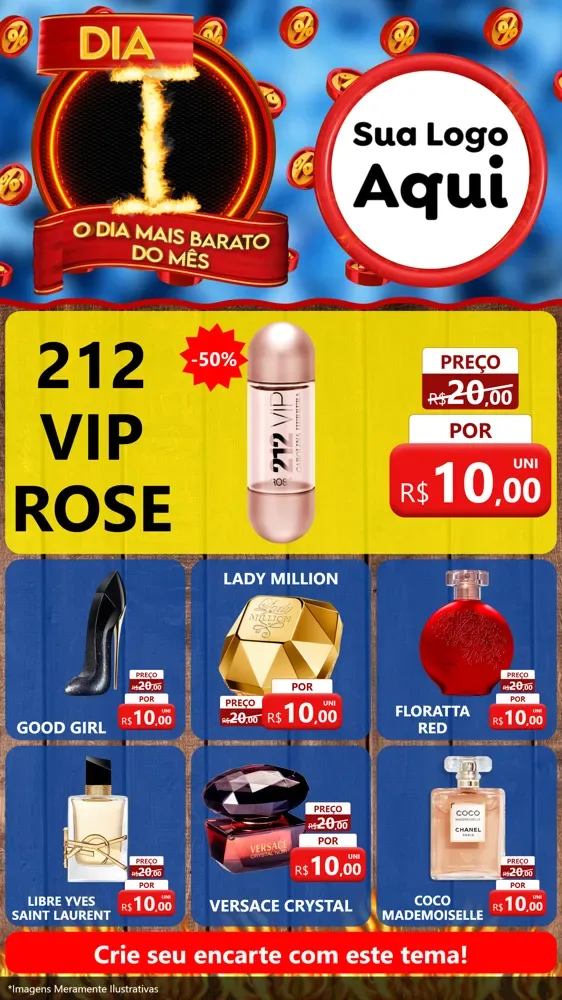 Modelo de Rede Social para Stories com o tema Dia I - O Dia Mais Barato Do Mês para Perfumes